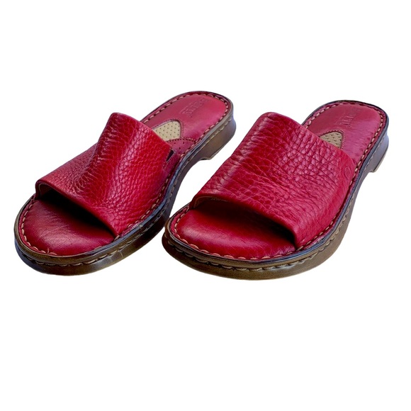 Born Shoes - BORN WOMENS RED HAND CRAFTED SLIP ON SANDAL UPPER LEATHER SIZE 6